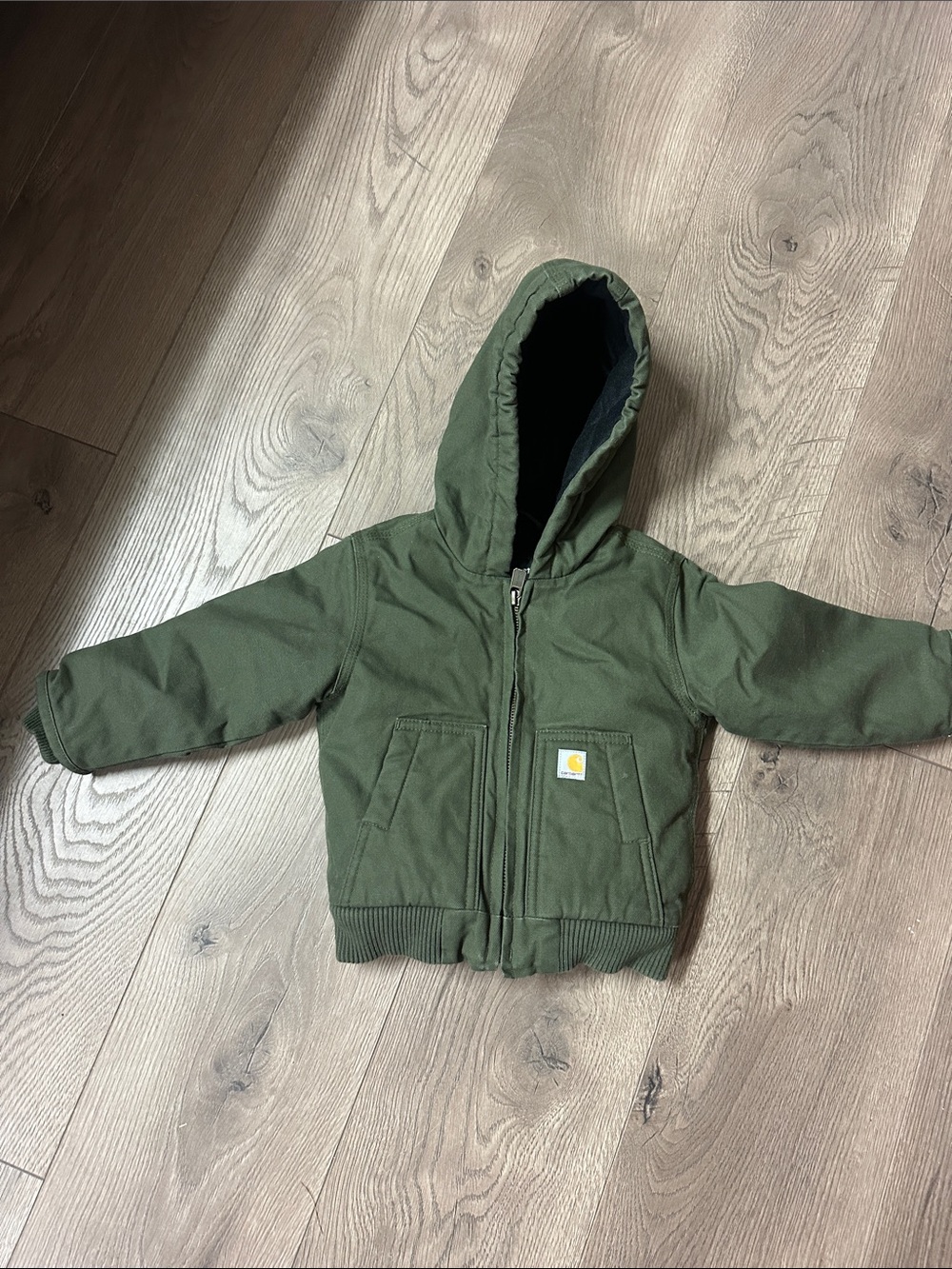 Carhartt Olive Green Kids Hooded Work Jacket